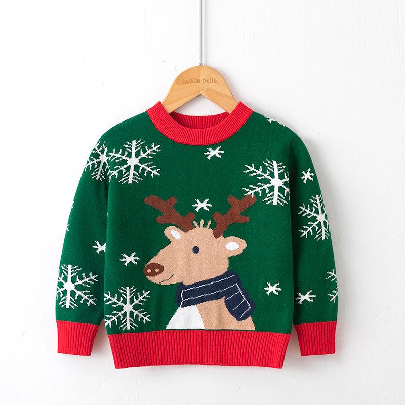 Merry Christmas Knitted Kids Sweaters-Shirts & Tops-SZ3140-Green-100cm-Free Shipping at meselling99