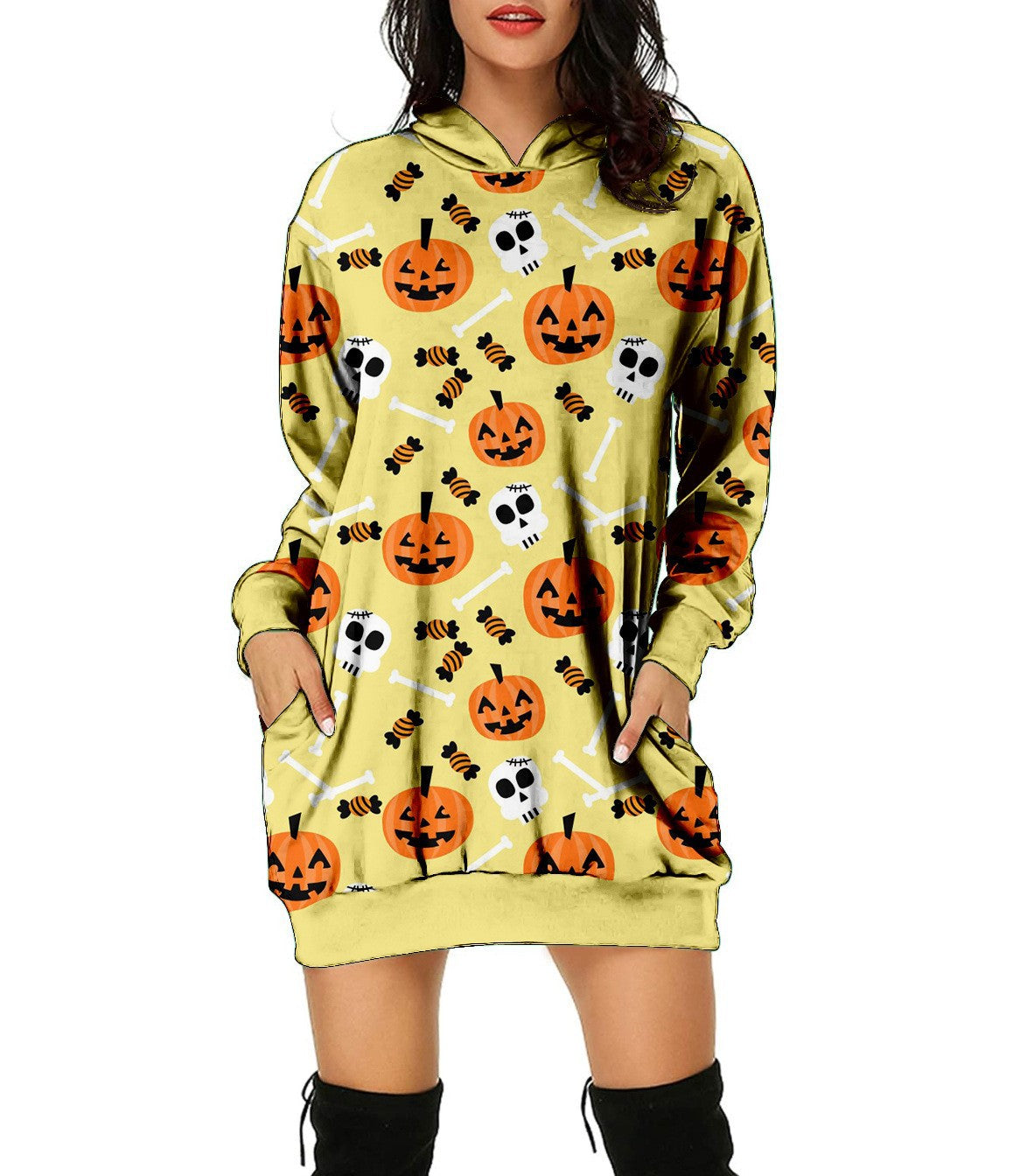 Halloween Pumpkin Design Pullover Hoodies for Women-Shirts & Tops-J-S-Free Shipping at meselling99