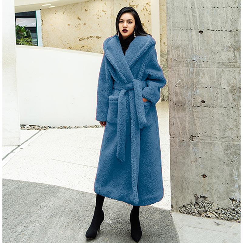 Luxury Women Fashion Long Fur Overcoat for Winter-Outerwear-Blue-S-Free Shipping at meselling99