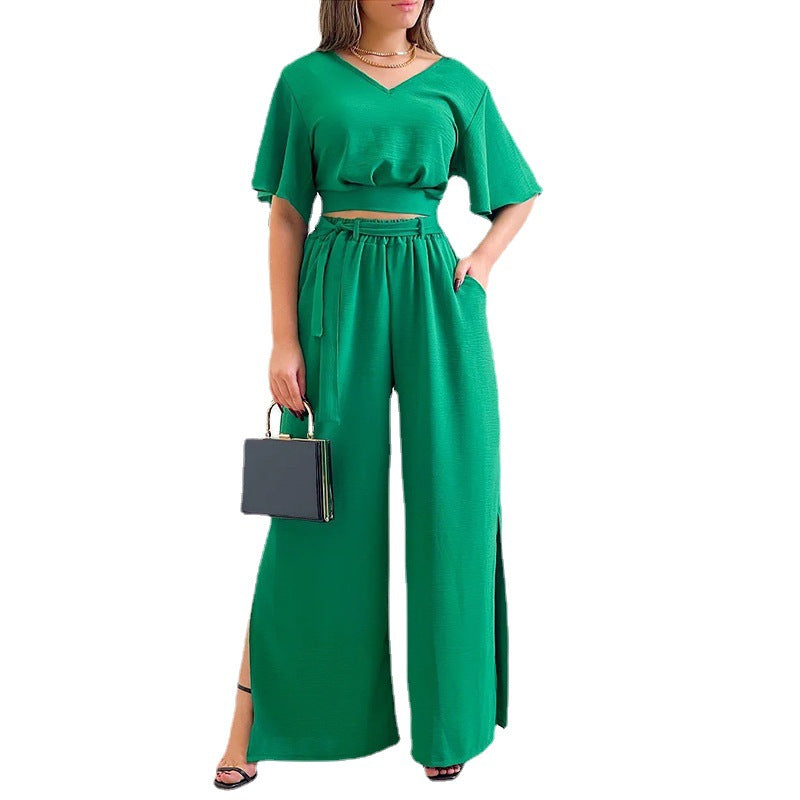 Casual Summer Wide Legs Women Suits-Suits-Free Shipping at meselling99