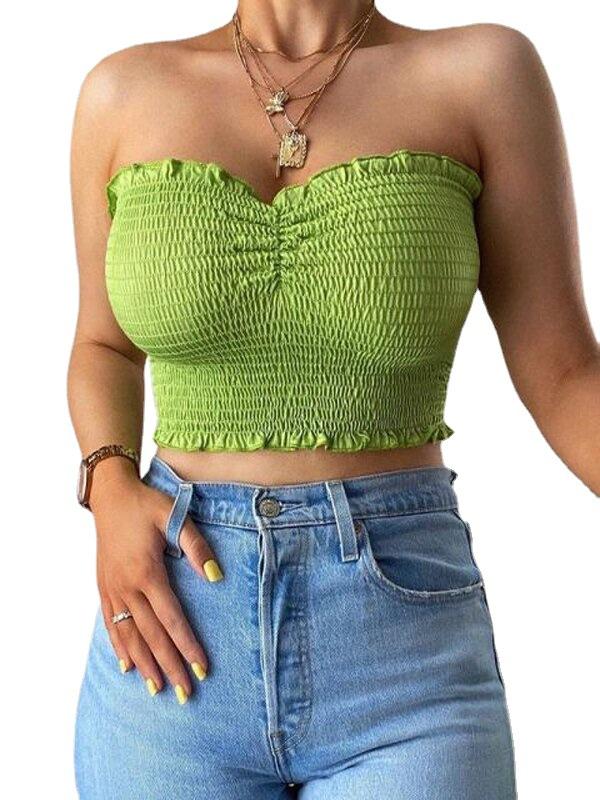 Women Summer Strapless Sheath Crop Tops--Free Shipping at meselling99