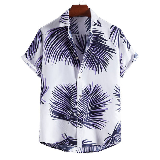 Casual Leaf Print Summer Short Sleeves Shirts for Men-Shirts & Tops-DC104-S-Free Shipping at meselling99