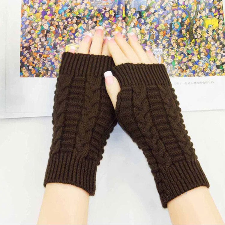 2 Pairs/Set Winter Fingerless Knitted Gloves Keep Warm for Women-Gloves & Mittens-Coffee-One Size-Free Shipping at meselling99