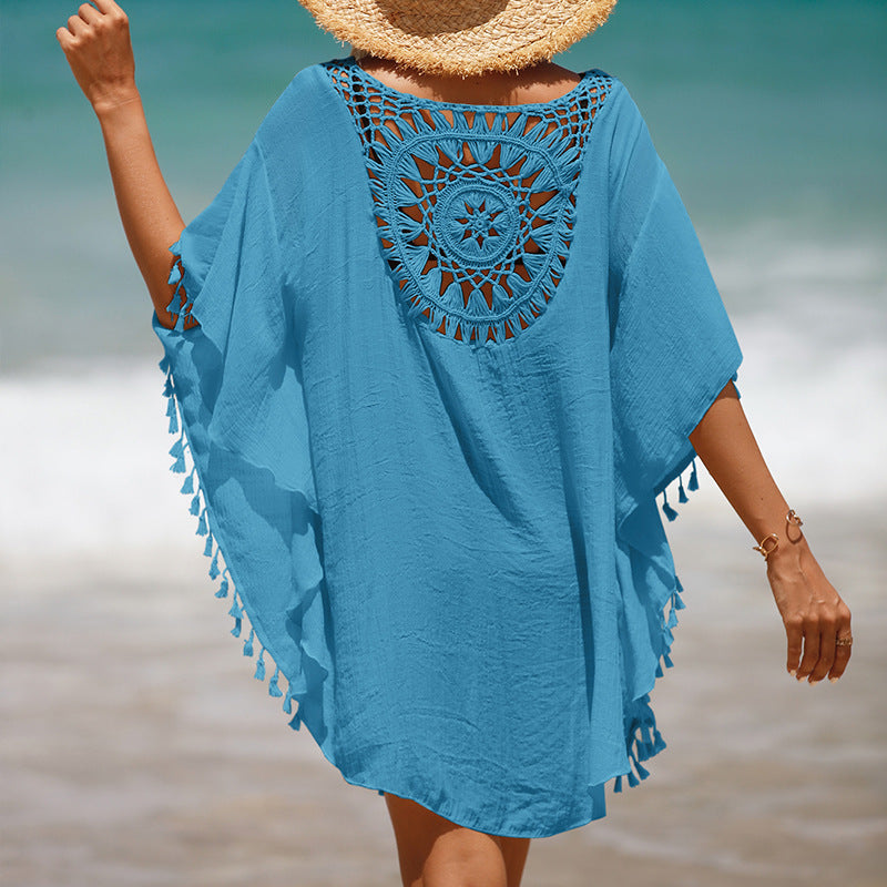 Summer Crochet Tassels Short Beach Cover Ups-Swimwear-Free Shipping at meselling99