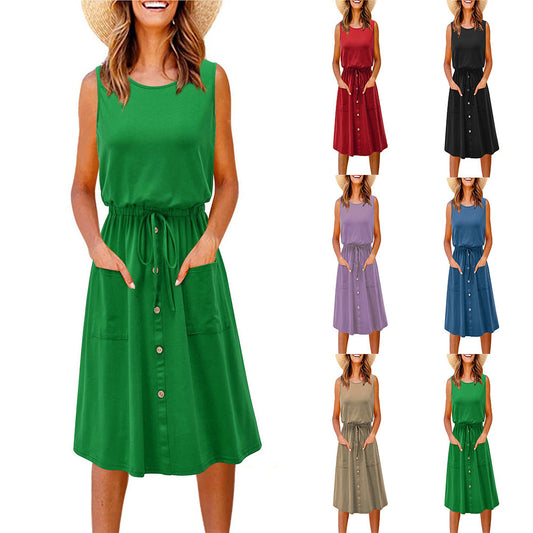 Casual Summer Sleeveless Vest Dresses-Dresses-Free Shipping at meselling99