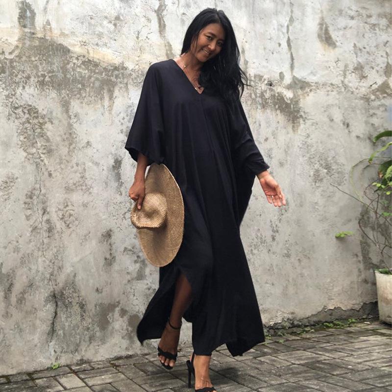 Casual Summer Holiday Long Romper Cover Up Dresses-Dresses-Black-One Size-Free Shipping at meselling99