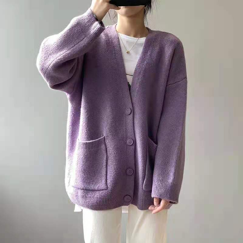 Casual Winter Women Knitted Cardigan Sweaters-Shirts & Tops-Purple-One Size-Free Shipping at meselling99