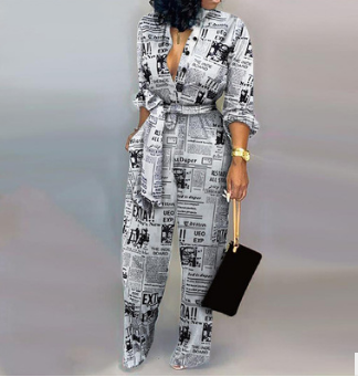 New Sexy Letter Print Women Jumpsuits-S-Black-Free Shipping at meselling99