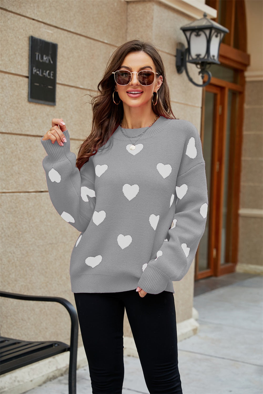 Casual Sweetheart Design Pullover Knitted Sweaters-Shirts & Tops-Gray-S-Free Shipping at meselling99