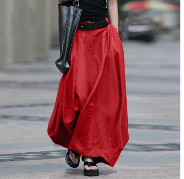 New Elastic Waist Women Plus Size Skirts-Red-S-Free Shipping at meselling99