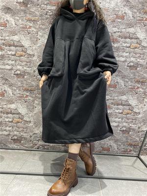 Winter Velvet Plus Sizes Women Cozy Long Dresses-Dresses-Black-One Size-Free Shipping at meselling99