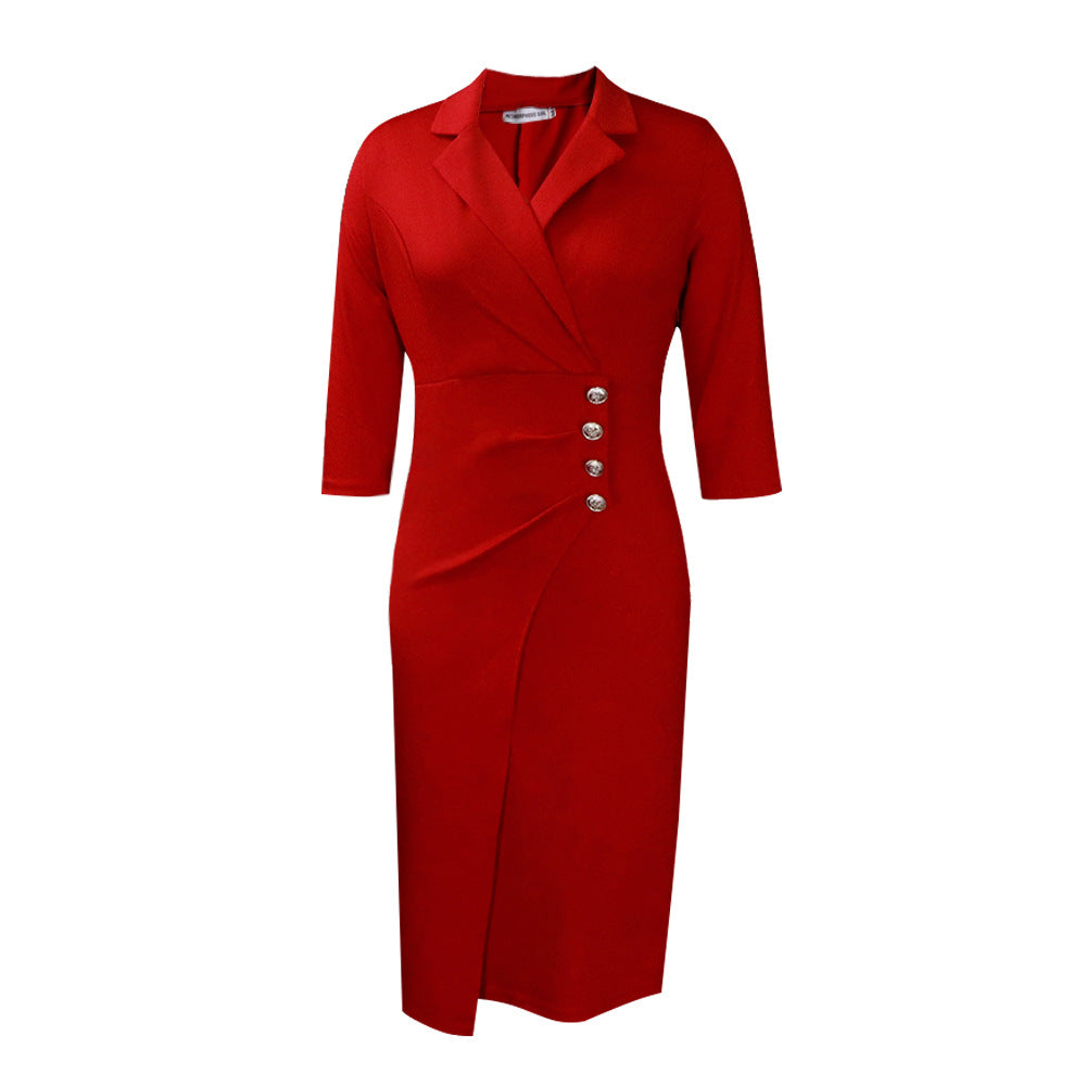 Elegant Office Lady Pencil Sheath Dresses-Dresses-Red-S-Free Shipping at meselling99