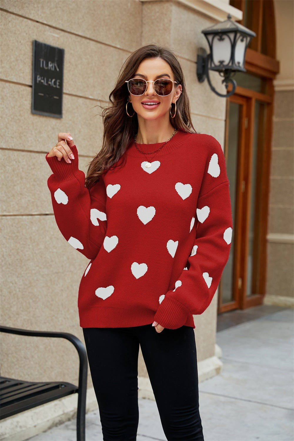 Casual Sweetheart Design Pullover Knitted Sweaters-Shirts & Tops-Red-S-Free Shipping at meselling99
