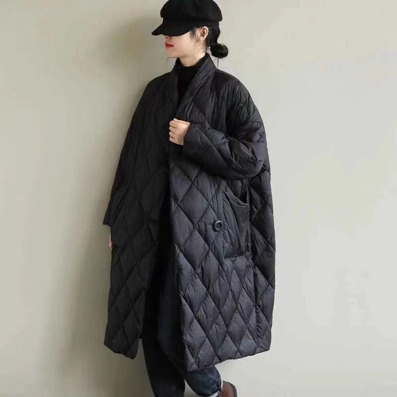 Light Weighted Women Plus Sizes Down Coats-Coats & Jackets-Black-L-Free Shipping at meselling99