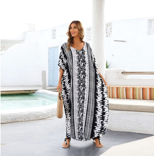 Women Summer Casual Plus Sizes Long Bikinis Cover Ups-Dresses-A-One Size-Free Shipping at meselling99