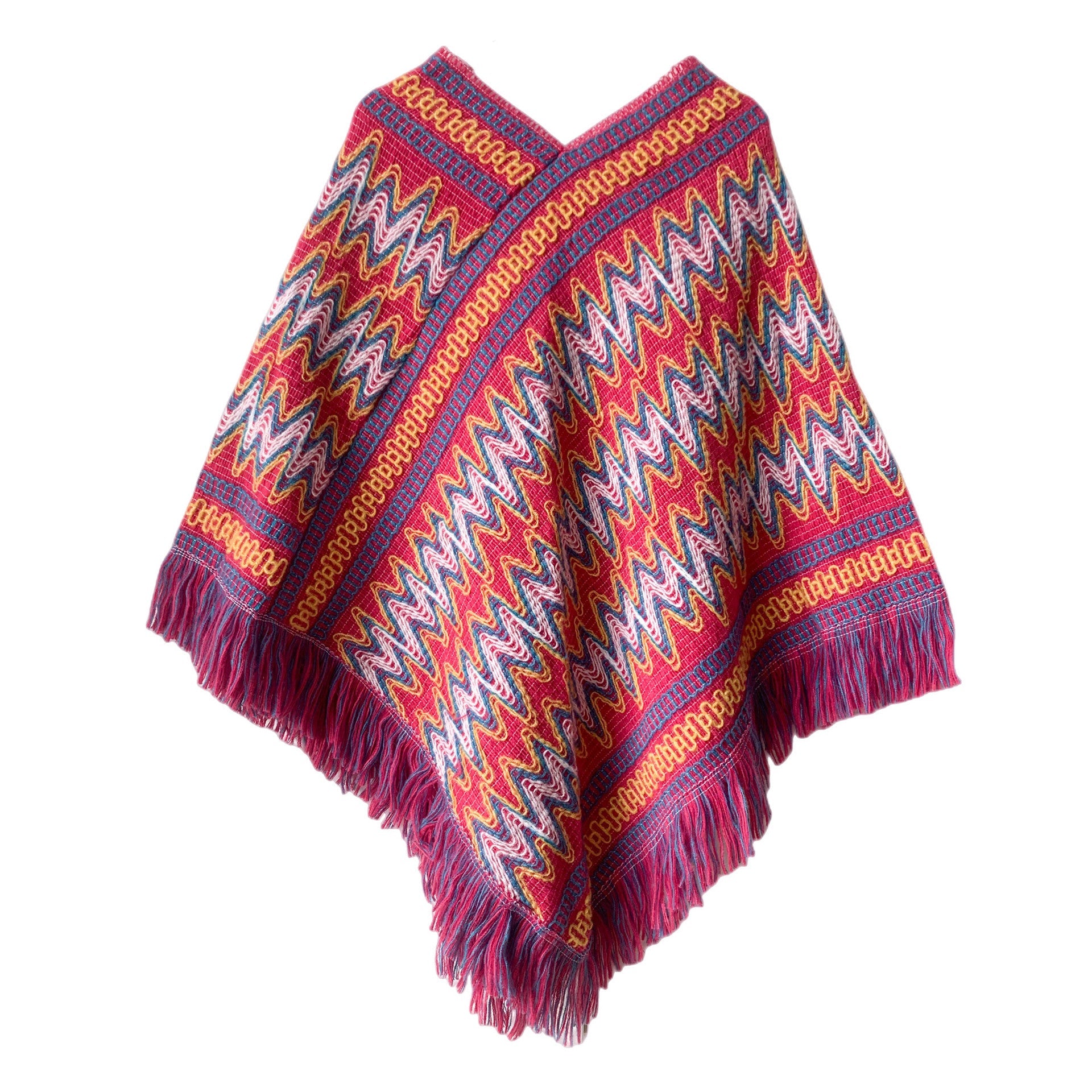 Winter Boho Shawl Capes for Women-Shawls-Rose Red-80-100cm-Free Shipping at meselling99