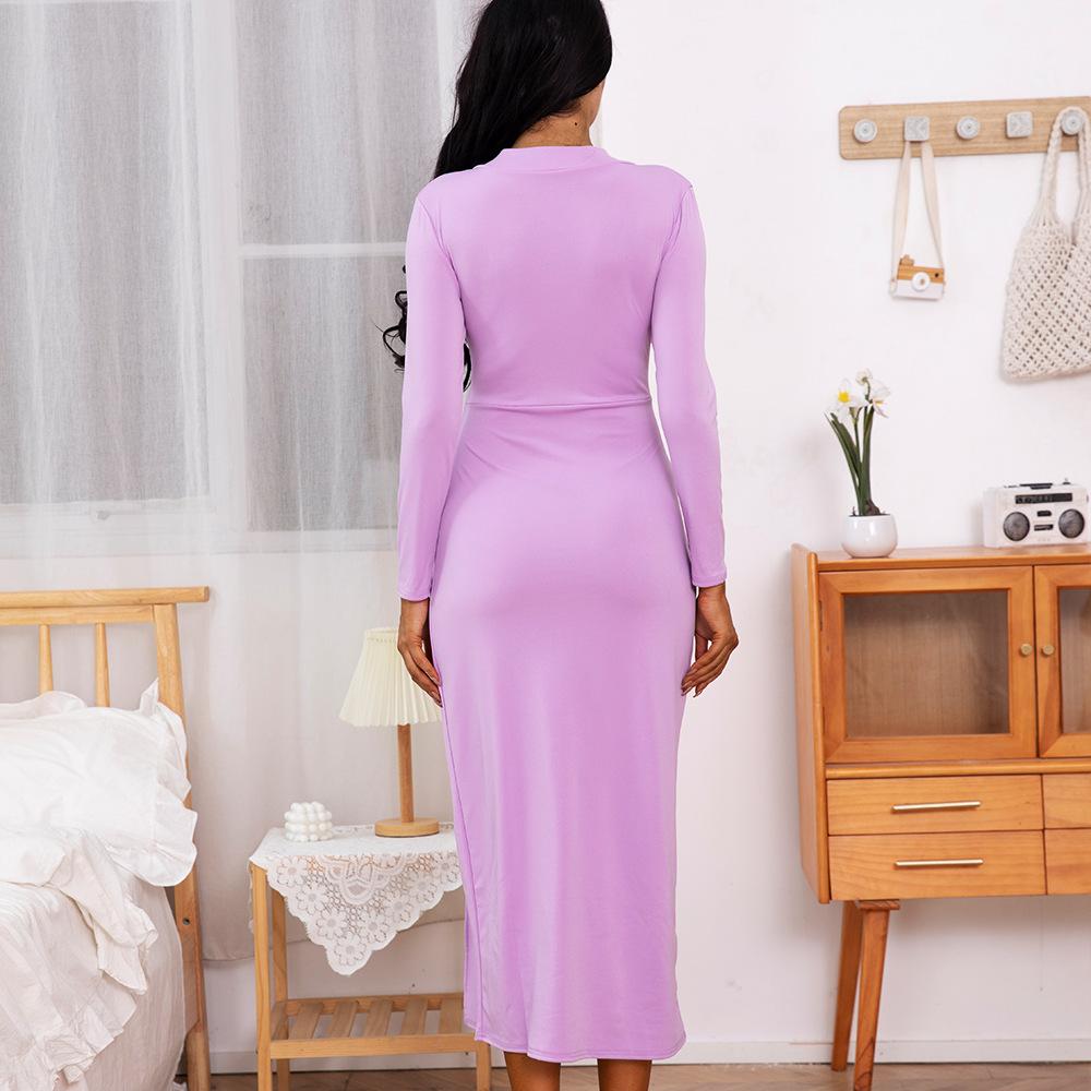 Sexy Light Purple Long Sleeves Split Party Dresses-Dresses-Free Shipping at meselling99