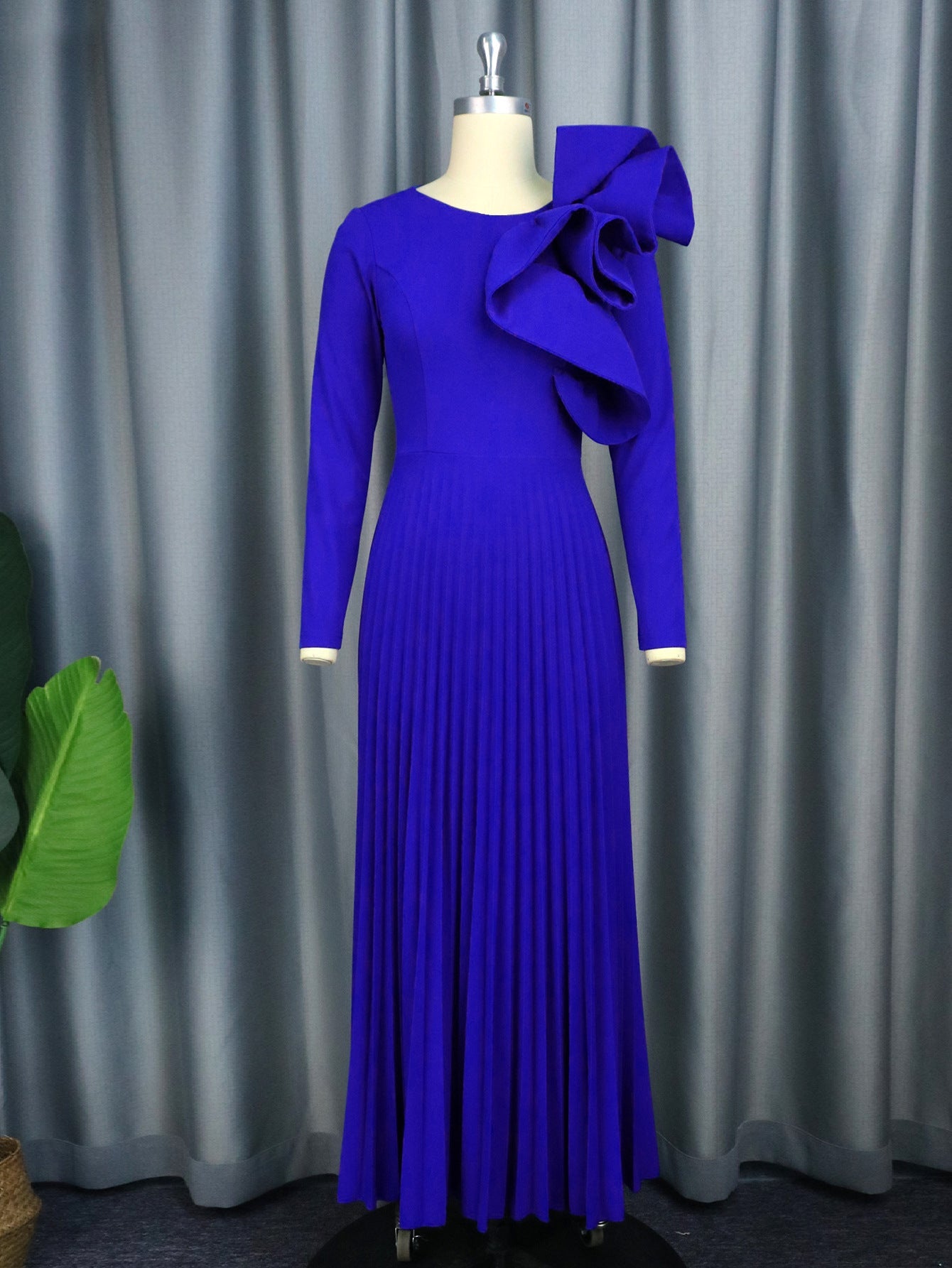 3D Design Long Sleeves Blue Party Dresses-Dresses-Blue-S-Free Shipping at meselling99