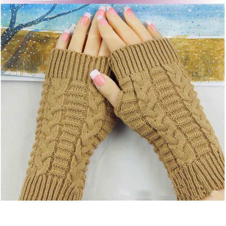 2 Pairs/Set Winter Fingerless Knitted Gloves Keep Warm for Women-Gloves & Mittens-Brown-One Size-Free Shipping at meselling99