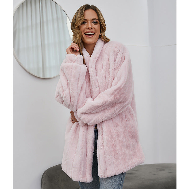 Winter Velvet Artificial Fur Coats for Women-Coats & Jackets-Pink-S-Free Shipping at meselling99