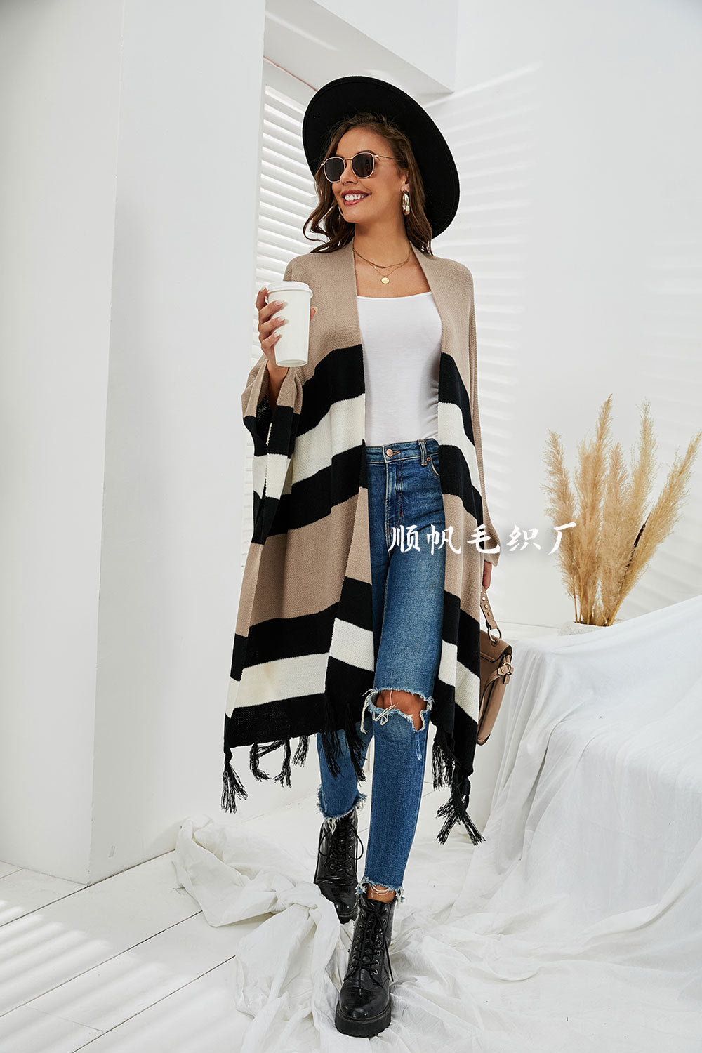 Women Plus Sizes tassels Knitting Capes-Shirts & Tops-Free Shipping at meselling99