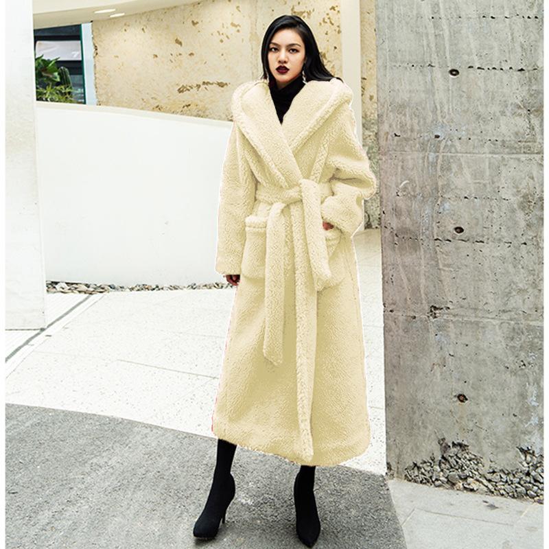 Luxury Women Fashion Long Fur Overcoat for Winter-Outerwear-White-S-Free Shipping at meselling99