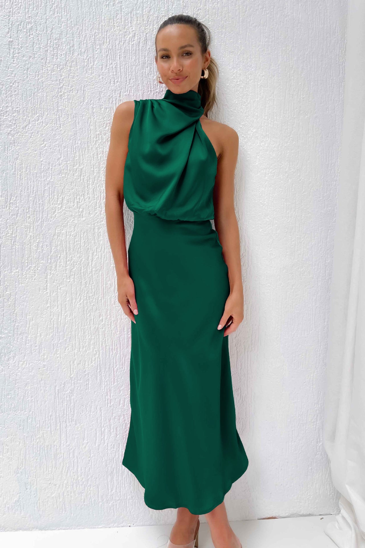 Sexy Halter Women Evening Party Dresses-Dresses-Dark Green-S-Free Shipping at meselling99