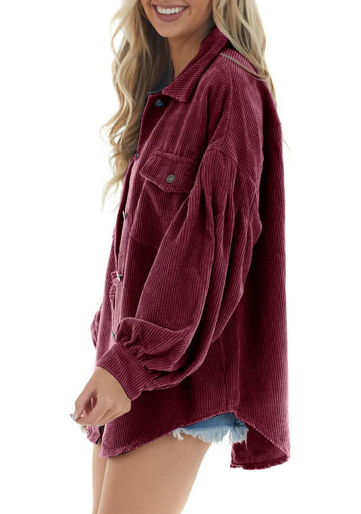 Casual Corduroy Long Sleeves Fall Shirts-Outerwear-Free Shipping at meselling99