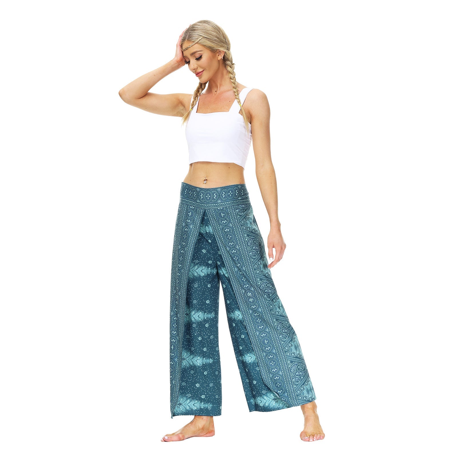 Casual Floral Print Women Yoga Loose Pants-Pants-YEA061-SM-Free Shipping at meselling99