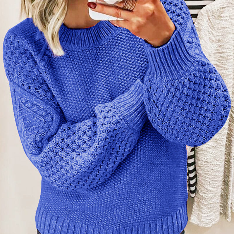 Casual Women Pullover Long Sleeves Sweaters-Shirts & Tops-Blue-S-Free Shipping at meselling99