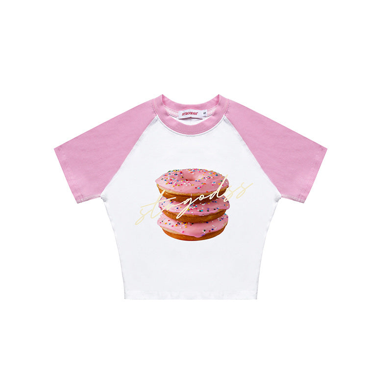 Fashion Hamburg Midriff Baring Summer T Shirts for Girls-Shirts & Tops-Pink White-S-Free Shipping at meselling99