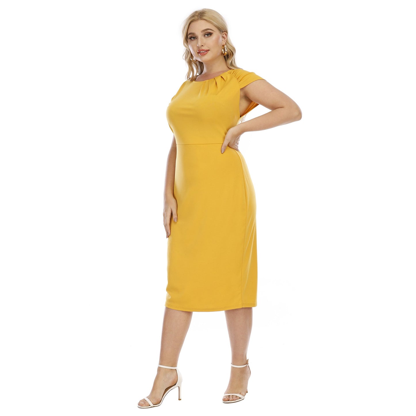 Yellow Plus Size Elegant Evning Dresses-Party Dresses-Free Shipping at meselling99