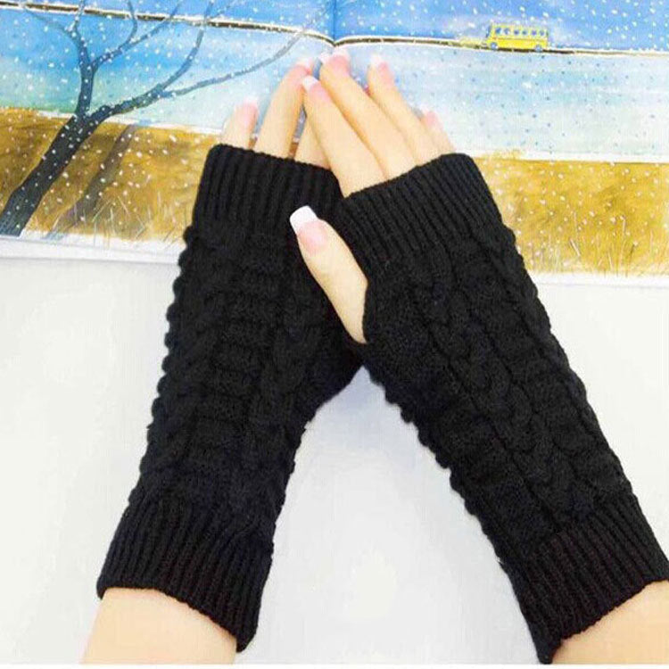 2 Pairs/Set Winter Fingerless Knitted Gloves Keep Warm for Women-Gloves & Mittens-Black-One Size-Free Shipping at meselling99