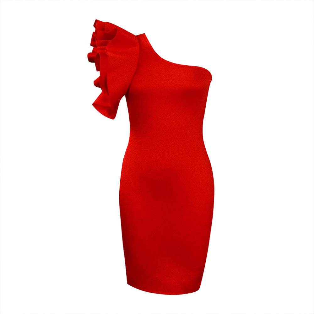 Summer One Shoulder Sexy Party Dresses for Women-Dresses-Red-S-Free Shipping at meselling99