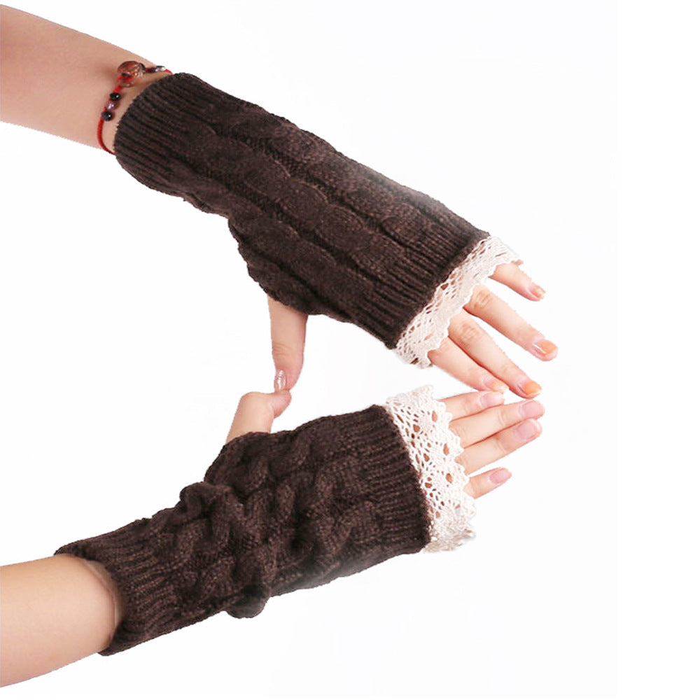 2pairs/Set Lovely Fingerless Knitted Gloves for Girl-Gloves & Mittens-Coffee-One Size-Free Shipping at meselling99