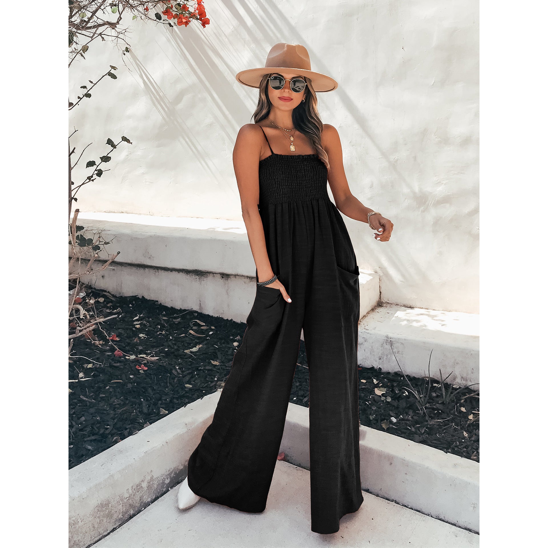 Sexy Leisure Holidy Loose Jumpsuits-Black-S-Free Shipping at meselling99