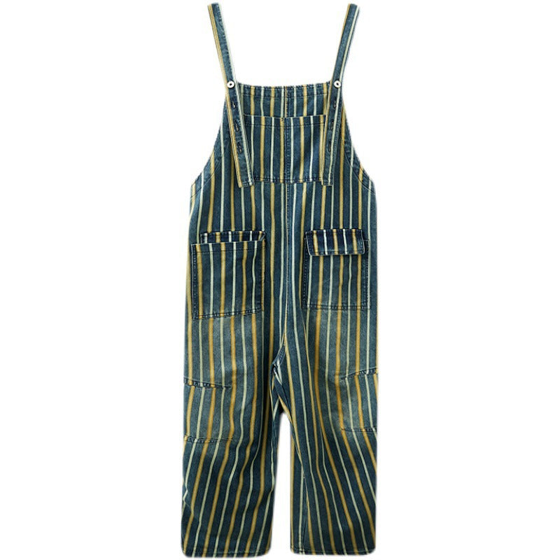Plus Sizes Striped Pocket Demin Jumpsuits--Free Shipping at meselling99