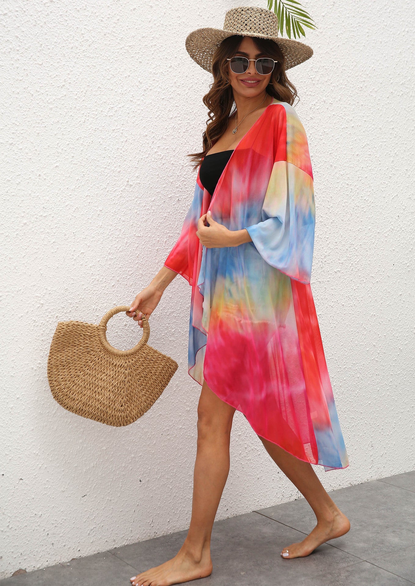 Casual Dyed Irregular Summer Beach Cover Ups-Swimwear-Red Dyed-One Size-Free Shipping at meselling99