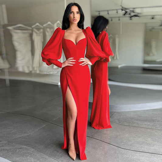 Sexy High Waist Long Evening Dresses-Dresses-Red-S-Free Shipping at meselling99