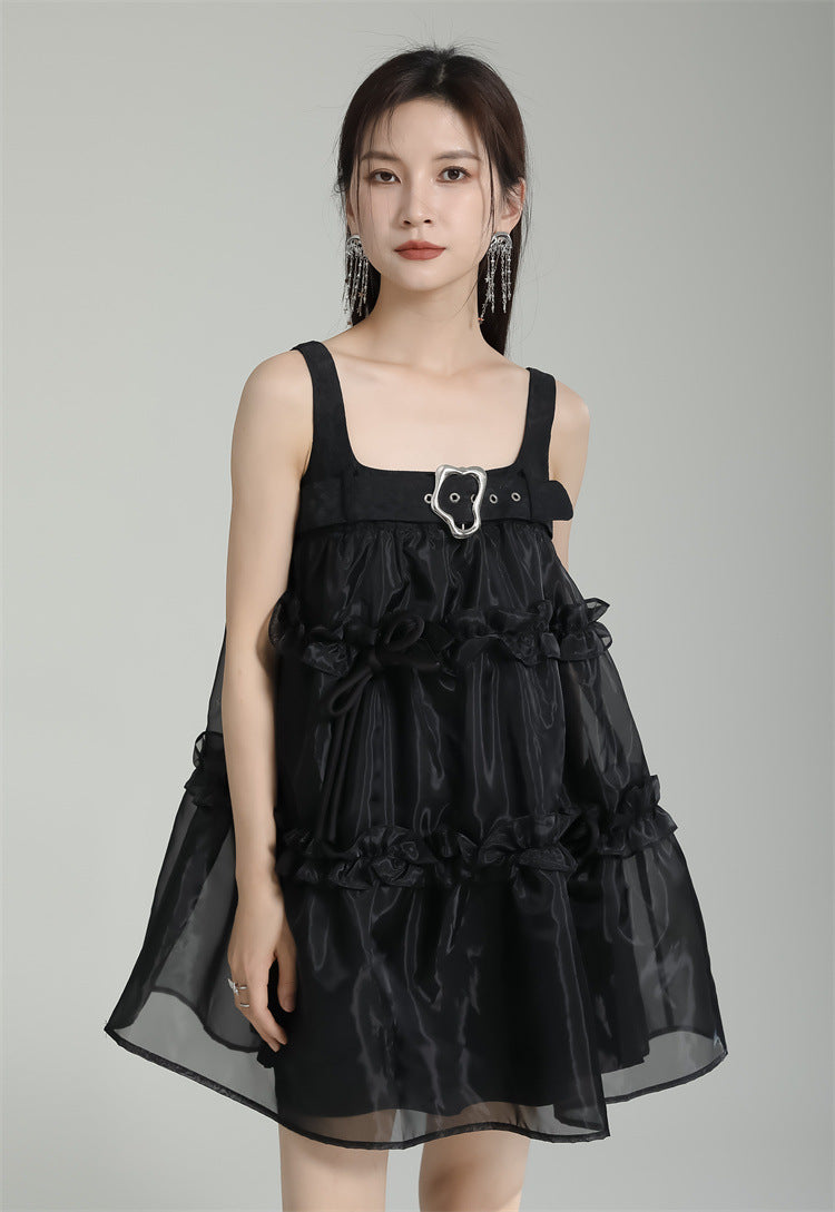 Designed Spaghetti Straps Black Short Dresses-Dresses-Free Shipping at meselling99