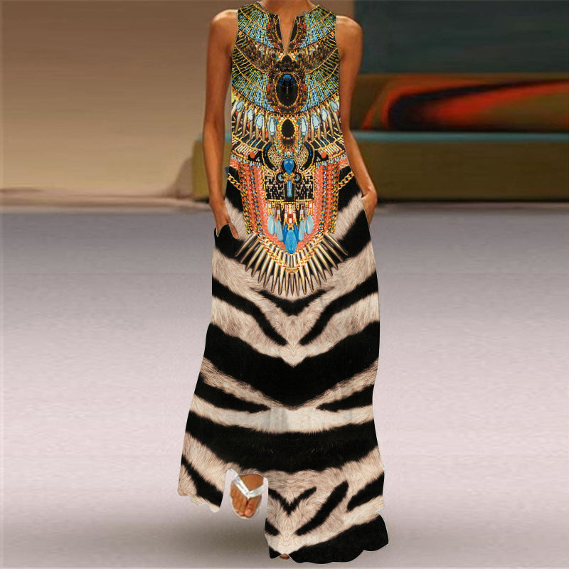 Summer V Neck Sleeveless Bohemian Dresses-Dresses-VLCQ-56-S-Free Shipping at meselling99