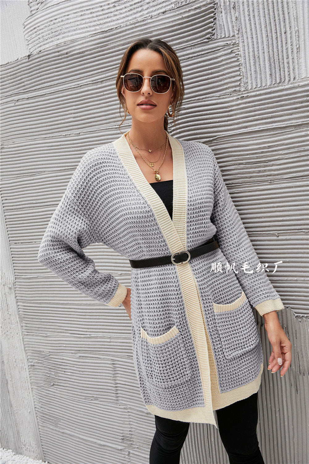 Casual Knitted Long Sleeves Women Overcoat-Shirts & Tops-Light Blue-S-Free Shipping at meselling99