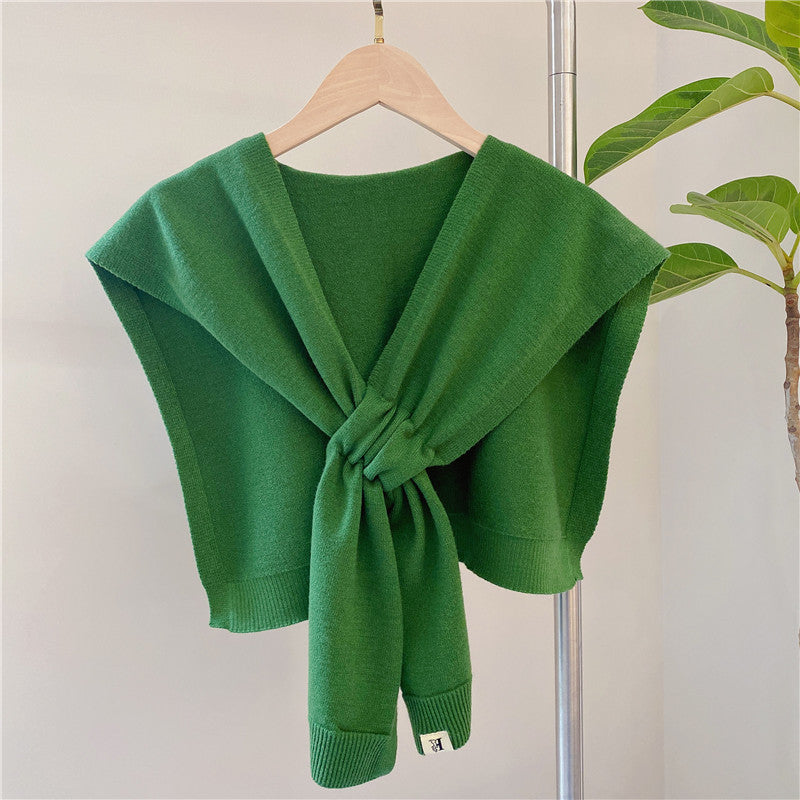 Fashion Women Crisscross Knttted Cape-Shirts & Tops-Green-45*90cm-Free Shipping at meselling99