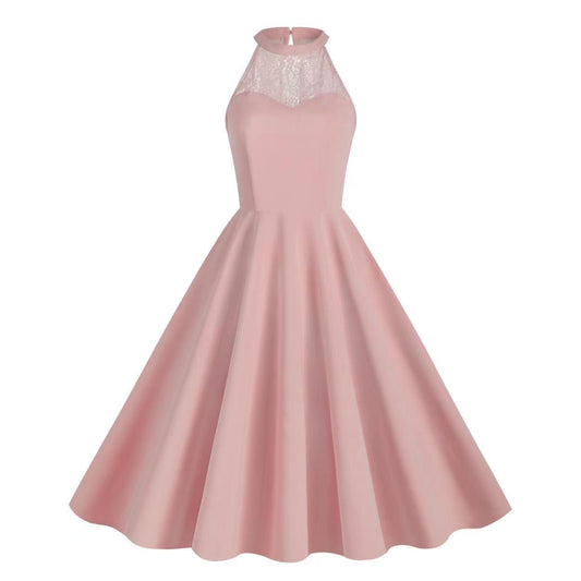 Elegant Sleeveless Halter Party Dresses-Dresses-Pink-S-Free Shipping at meselling99