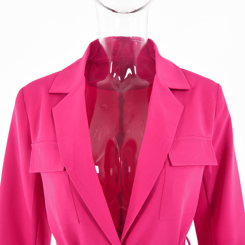 Women Fall Long Blazers with Belt-Shirts & Tops-Free Shipping at meselling99