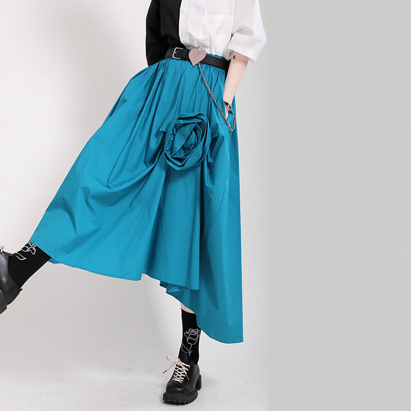 Casual 3D Flower Decoration Women Skirts-Women Skirts-Blue-One Size-Free Shipping at meselling99
