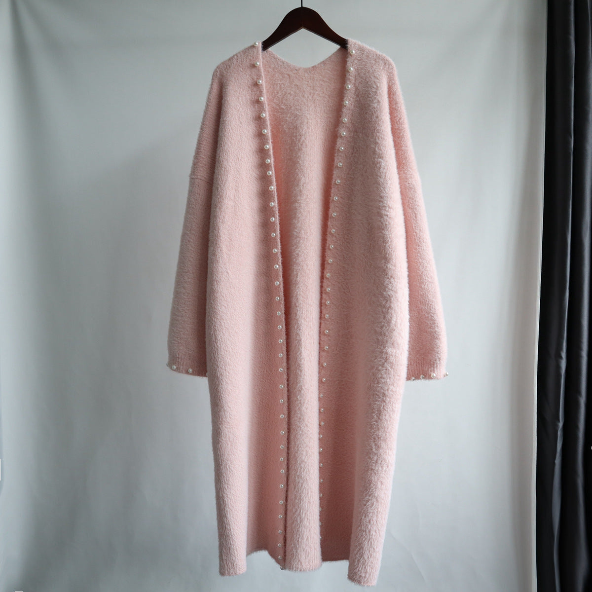 Leisure Mink Wool Winter Long Overcoat for Women-Outerwear-Pink-One Size-Free Shipping at meselling99