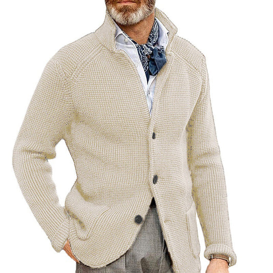 Casual Stand Collar Plus Sizes Knitted Cardigan Sweaters for Men-Shirts & Tops-Free Shipping at meselling99