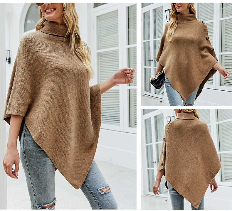 Casual High Neck Knitted Cloak Coats for Women-Coats & Jackets-Free Shipping at meselling99
