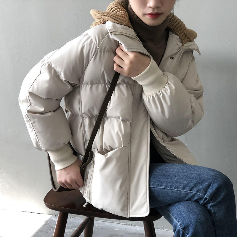 Winter Warm Short Cotton Coats with Knitted Hats-Coats & Jackets-Free Shipping at meselling99